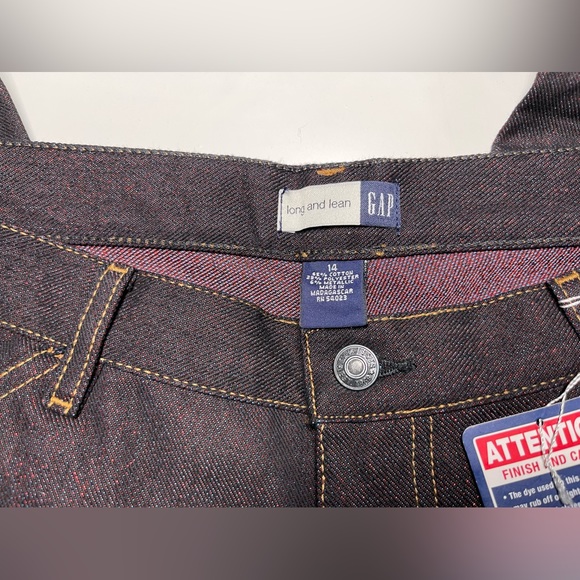 New Gap Women METALLIC Long and Lean BLACK  JEANS Red Sparkle Christmas Flared - Picture 4 of 12